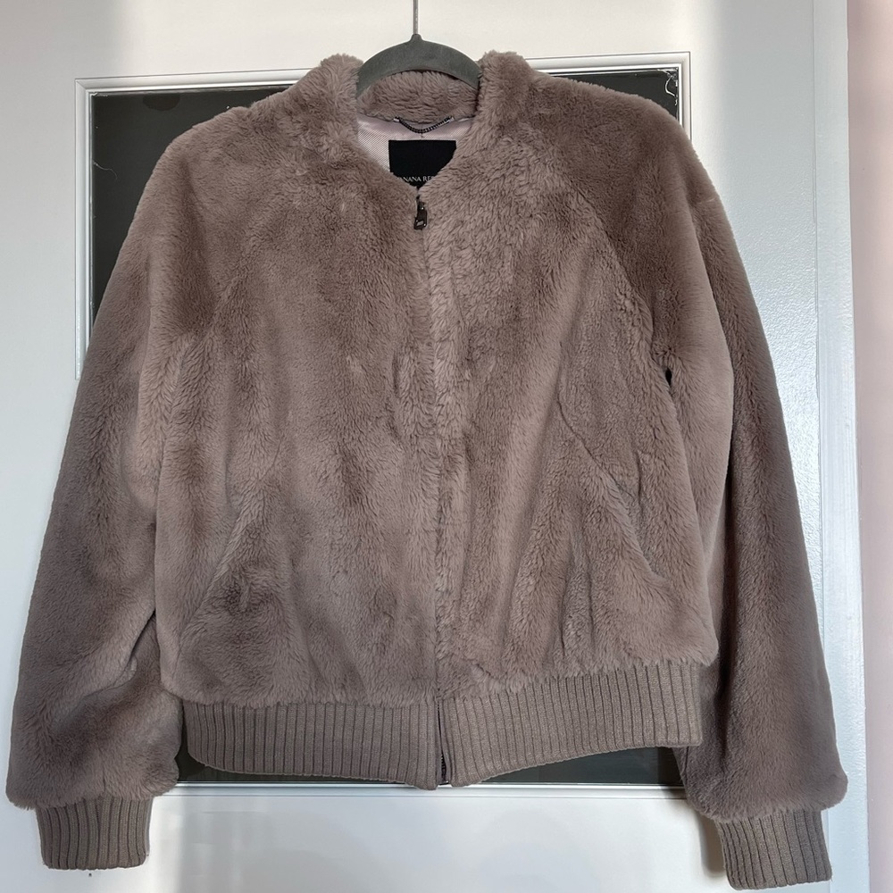 Banana Republic Taupe Faux Fur Jacket